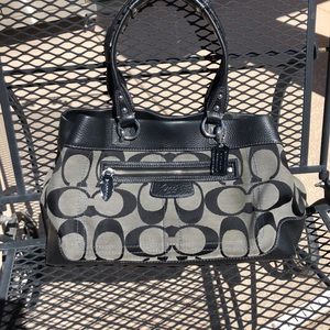 Coach Signature Satchel Medium Canvas Black & Gray